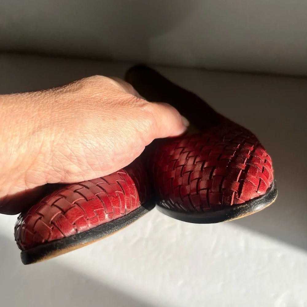 COLE HAAN Cognac tan leather woven slip on Handmade in Italy - Picture 6 of 8